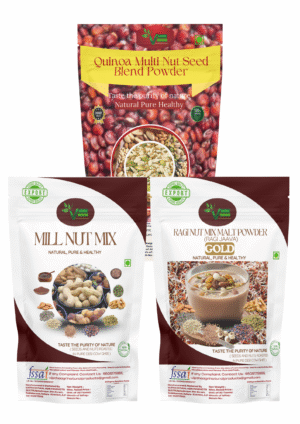 Ragi Nut Mix Malt Powder (Ragi Java) Gold 500g + Quinoa Multi Nut Seed Blend Powder 500g + Mill Nut Mix 500g