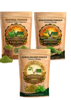 Combo ( Pure Moringa Powder 100g + Wheatgrass Powder 100g + Digestion Balance Herbal Powder 100g )
