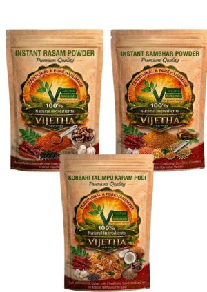 Kobbari Talimpu Karam Podi 50g + Instant Sambhar Powder 50g + Instant Rasam Powder 50g